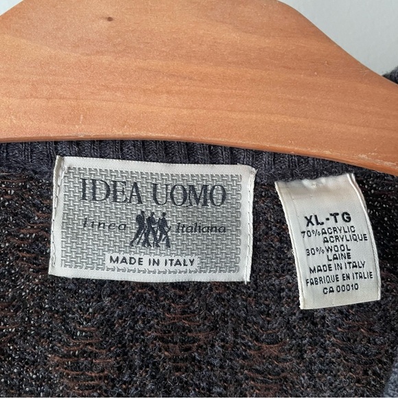 Vintage Idea Uomo Italian Wool Vneck Grandpa Dad Vneck Knit Sweater Mens Size XL - Picture 6 of 6
